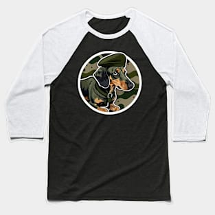 Dachshund Camouflage Motif Baseball T-Shirt